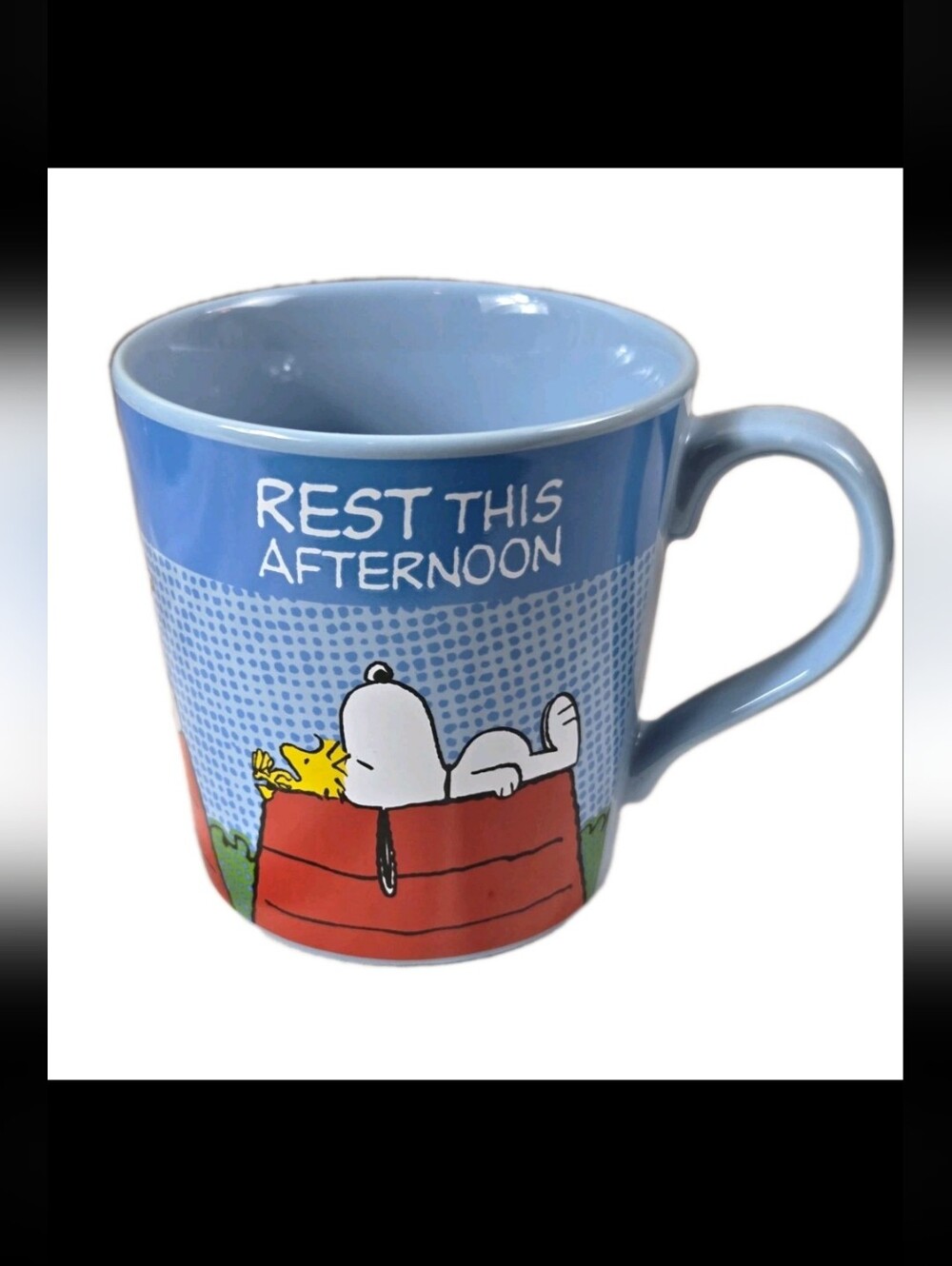Peanuts Snoopy Woodstock "Live For Today" Inspirational Blue Ceramic Coffee Mug